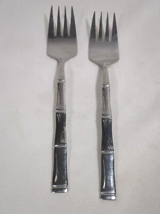 Oneida Northland SUMATRA Stainless Glossy Bamboo 2 Serving Forks 8 1/2" - Picture 1 of 7