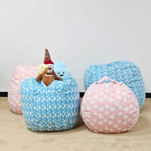 Storage Beanbag Cotton Canvas Blue Clouds Stuffed Animals Toys Rooms Organizer - Picture 1 of 6