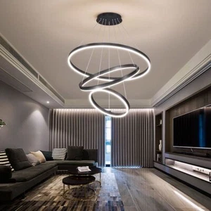 LED Acrylic Pendant Light Kitchen Black Lamp Ceiling Bar Chandelier Living Room - Picture 1 of 12