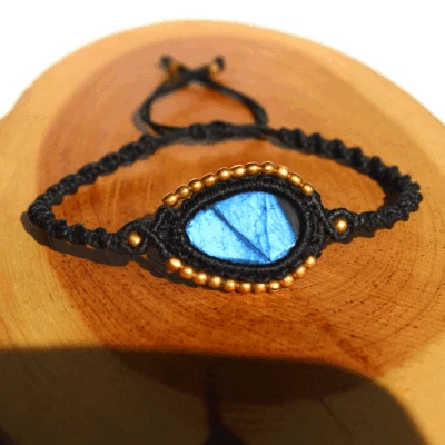 Handmade Natural Faceted Labradorite Blue Flash Minimalist Gem Crystal Bracelet - Image 1 of 4