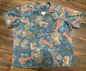 90s Ralph Lauren Crab Lobster Shirt Hawaiian Beach (XL) Vintage Men’s Polo - Picture 1 of 12