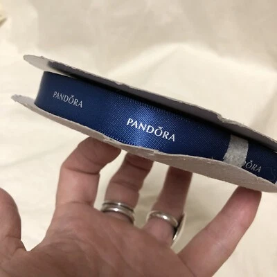 Rich Dark Blue Satin Fabric Silver PANDORA Gift Ribbon 50m Roll NOS - Image 1 of 3