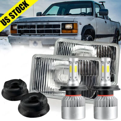 For Dodge Dakota 1987-1995 Truck Pair 4x6" LED Headlights Hi-Lo Sealed Beam - Image 1 of 4