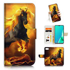( For Iphone 5 / 5s ) Wallet Flip Case Cover Aj24378 Flame Horse