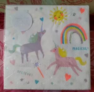 Meri Meri Unicorn Paper Napkins Party 13" x 13" - Picture 1 of 2