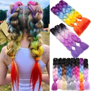 Ombre Natural Jumbo Braiding Synthetic Hair Extension African - Braid 24" US - Picture 1 of 79