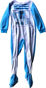 Pajama Boys Size 5 STAR WARS Legion Clone Trooper Blue White PJ Full Zip w/Feet - Picture 1 of 3