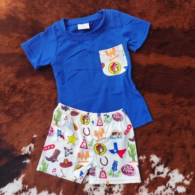 Conjunto de pantalones cortos de verano para bebés hermanos diseño occidental niños niñas mameluco Foto 1 de 3