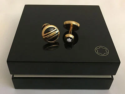 Gemelos MontBlanc Precious Collection redondos 18 kt. Anillo de oro rojo con ónix Foto 1 de 4