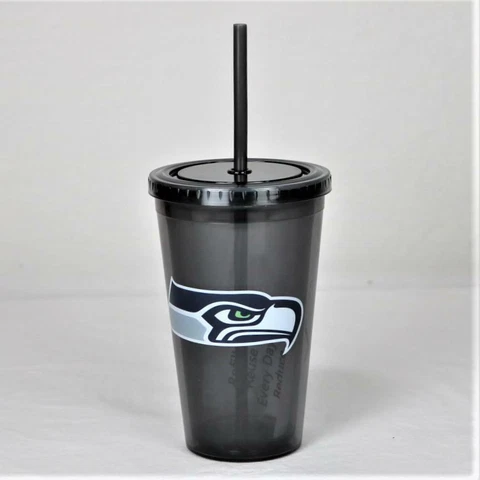 Seattle Seahawks NFL Licensed 16oz Sip-N-Go w/ Lid and Straw Double Walled Cup Cover