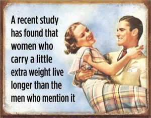 Funny Women That Carry Weight Live Longer  Metal Tin Sign She Shed Garage Art - Picture 1 of 1