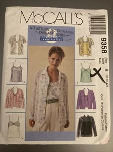 9358 Uncut McCall's Sewing Pattern For Misses' Shirts & Camisoles Size 8-10-12 - Picture 1 of 3