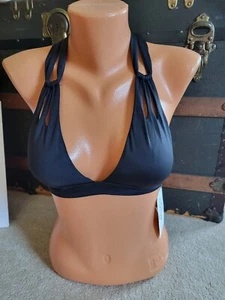 NWT Women's BECCA by Rebecca Virtue Color Code Skylar Halter Top sz Large Black - Picture 1 of 9