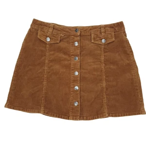 Hot Kiss Corduroy Mini Skirt Womens 13 Brown Button Up Y2K - Picture 1 of 7
