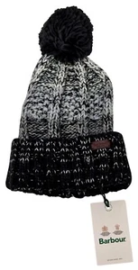 Gorro Harlow BARBOUR Establecido 1894 Gris Claro Negro Bobble Tejido Sombrero Talla 1 - Imagen 1 de 4