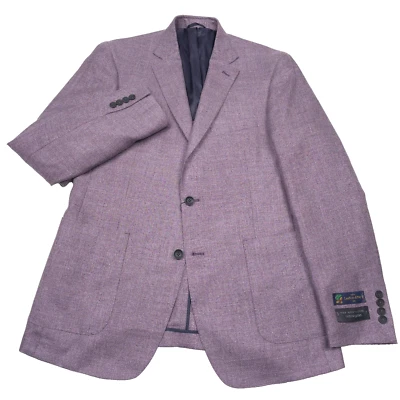 $598 Bloomingdales 薰衣草紫色 Hopsack 运动外套夹克男式 38R 码 — 第 1/4 张图片