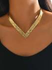 Minimalist Layered V Shaped Chain Necklace Statement Necklace Modern Necklace