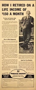 1943 Phoenix Mutual Life Insurance Retire on $150 a Month Vintage Print Ad - Picture 1 of 6