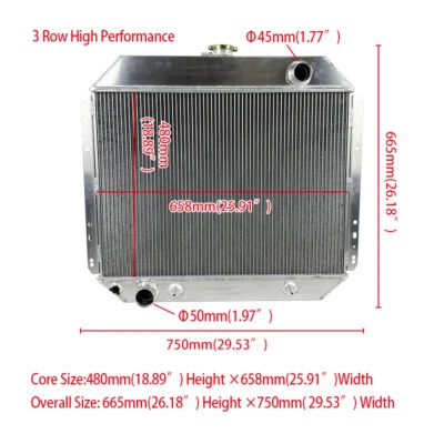 Radiador de aluminio para Ford F100 F250 F350 V8 1967-1981 1968 1970 1971 Foto 1 de 4