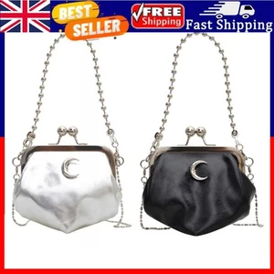 Women PU Moon Stylish Handbag Beads Strap Fashion Shoulder Bag Elegant Party Bag - Picture 1 of 8
