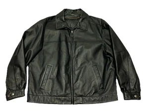 ST. JOHN'S BAY Pebbled Soft Leather JACKET Mens XL Black Insulated Zippered - Picture 1 of 7
