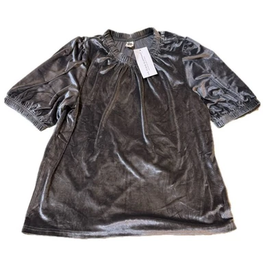 Ivy Jane Womens Velvet Rouched Neck Top Gray Size Large NWT - Image 1 of 4
