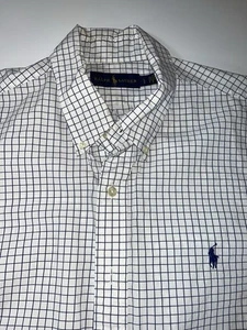 Vintage Polo Ralph Lauren klassisches Herrenhemd Large weiß & blau kariert - Bild 1 von 12