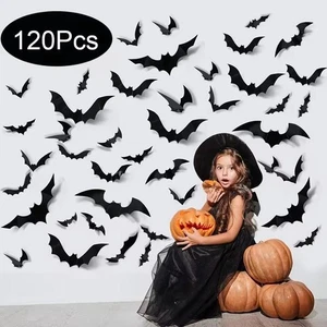 3d Black Bat Wall Stickers – Halloween Home & Party Decoration, Window Decals - Picture 1 of 30
