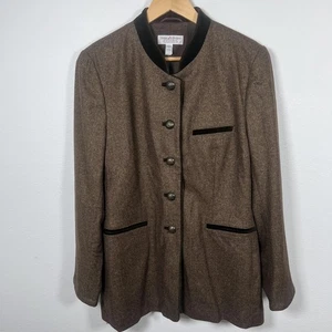 Susanne Von Dörnberg Womens Tweed Blazer Jacket L Brown Country Classic German - Picture 1 of 14