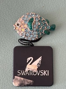 Swarovski Kristall Tropische Fische Anstecknadel Brosche Neu mit Etikett Old Stock Vintage. - Bild 1 von 5