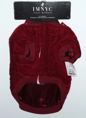 Chaqueta Abrigo Isaac Mizrahi IMNYC Rojo Acolchado Terciopelo Perro - Nueva con Etiquetas - Talla Mediana Foto 1 de 2