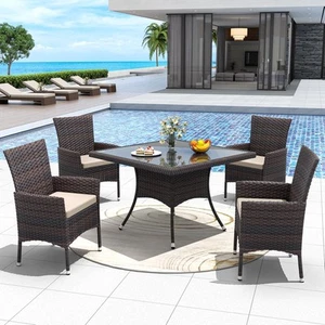 Garden Furniture Set Table Chairs Bistro Patio Outdoor Rattan Table Parasol Hole - Picture 1 of 85