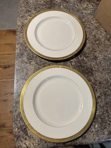 Vintage Lowell by Lenox p67 gold rim salad plates USA made gold stamp lot of 2 - Picture 1 of 8