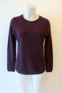 WOMEN 360 SWEATER PLUM BLACK WOOL CASHMERE LEATHER SWEATER M * - Picture 1 of 11
