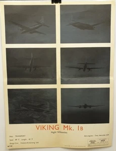 cp112 Original Air Ministry Aircraft Night Silhouette Poster VIKING Mk. 1B 1949 - Picture 1 of 4
