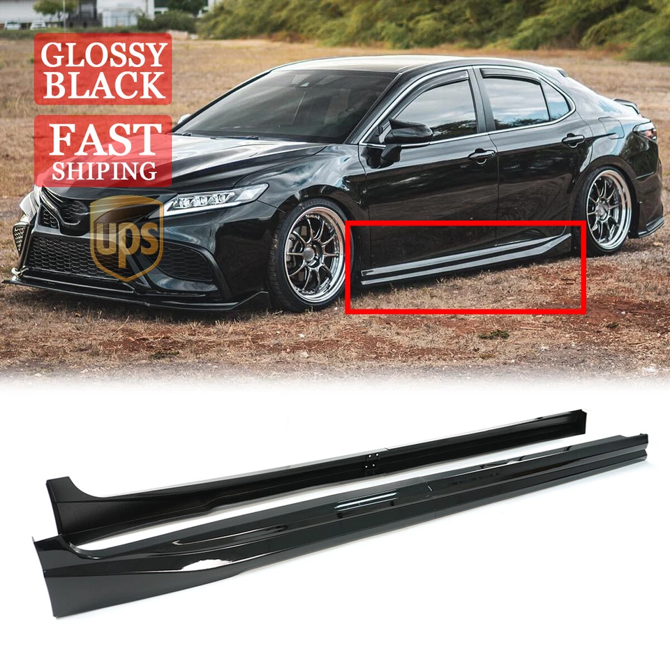 Extensión de faldón lateral negro brillante Yofer V1 para Toyota Camry LE SE XSE XLE 18-2025 Foto 1 de 4