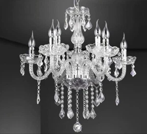 Kronleuchter Kristall Glas, LEWIMA, Deckenlampe, 56L x 56B x 80H cm, LED, NEU - Bild 1 von 5