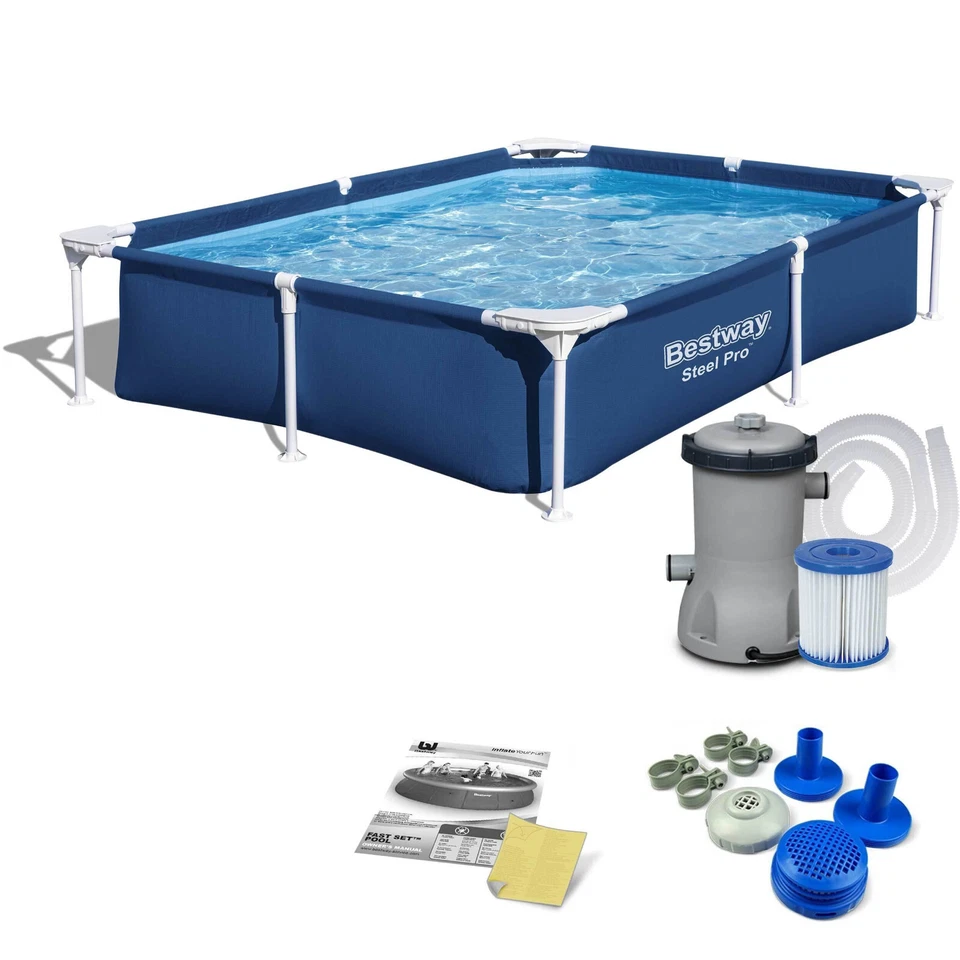 BESTWAY Frame Pool Gartenpool Schwimmbecken  Schwimmbad 221 x 150 x 43 cm - Bild 1 von 4