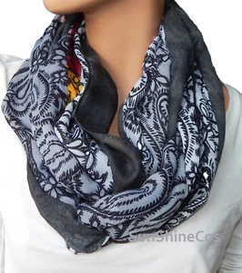 XXL Loop Schal Schlauchschal Rundschal Paisley Grau Schwarz Rot Gold 2020 H 31 - Bild 1 von 2