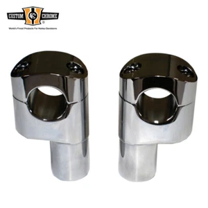 Custom 3-1/4” Tall Offset 1-1/4" Handlebar Risers Fit For Harley Davidson Chrome - Picture 1 of 1