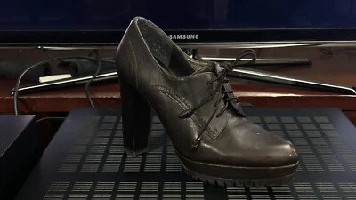 Stuart Weitzman Brown Leather Platform Ankle Boots Booties Laces Women’s  7.5 - Image 1 of 4