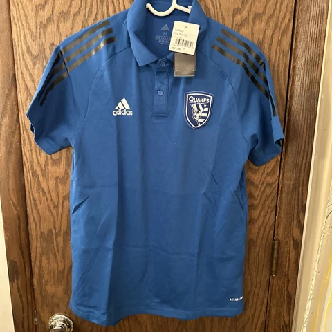 San Jose Earthquakes Adidas Coaches AEROREADY Polo-Blue.  Men’s Size:  Medium Cover