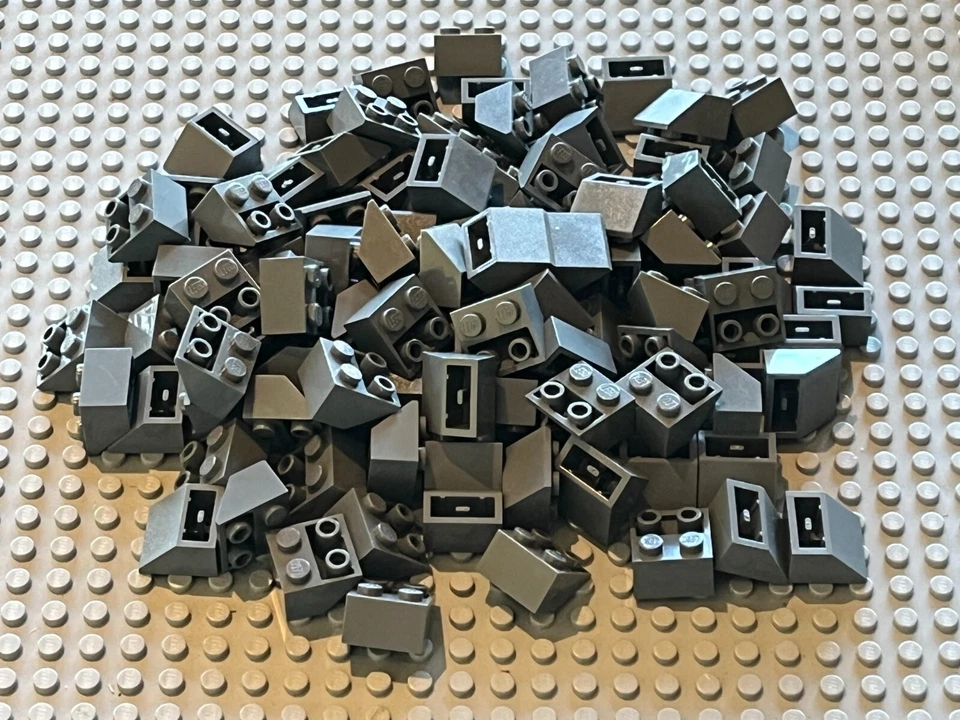 100 x LEGO Dark Bluish Gray Slope Brick ref 3660 / MOC vrav lot - Photo 1/1