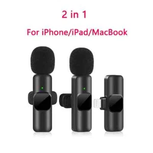 Wireless Microphone Portable Audio Video Recording Mini Mic 2in1 For iOS - Picture 1 of 4