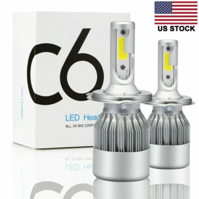 2x Kit de conversión de bombillas de faros LED H4 9003 haz alto bajo 6500K blanco 720000LM Foto 1 de 4