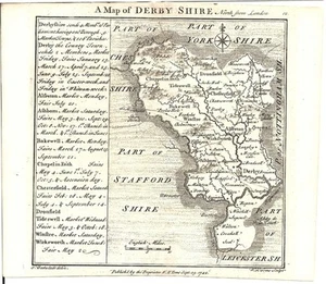 Antique map, Badeslade & Toms, 1742, Derbyshire . - Picture 1 of 1