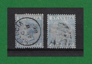 S283, St. Lucia 1883-98, 2½d, SG#33 & SG#46 Die I & Die II Of Queen Victoria, FU - Picture 1 of 1