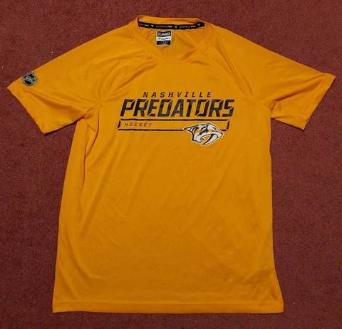 NASHVILLE PREDATORS FANATICS AUTHENTIC PRO MENS SIZE LARGE GOLD POLYESTER SHIRT Cover
