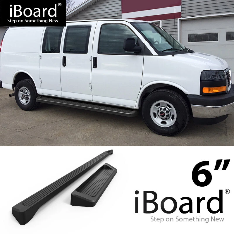 APS Running Board Step 6in Aluminum Black Fit Chevy Express GMC Savana 03-25 - Image 1 of 4