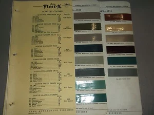 1941 Pontiac Color Chip Sheet Brochure - Bild 1 von 1
